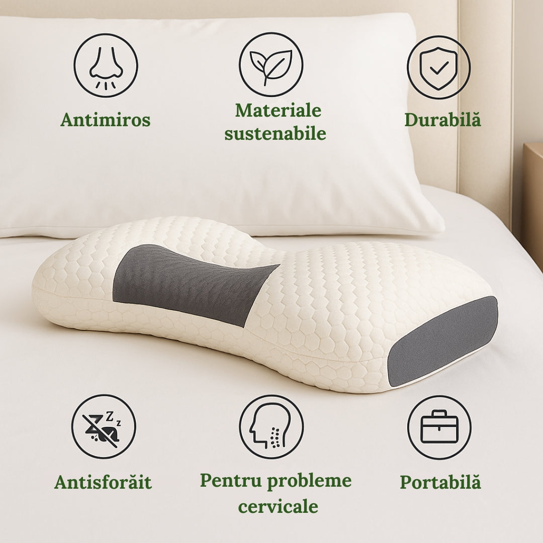 OFERTĂ 2X1 | CorporeFlex – Pernă Cervicală 3D